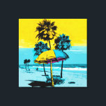 California Beach Pop Art Kanvastryck<br><div class="desc">Upplev roligten och viskheten hos en Kalifornien-strand med vårt fantastiska popkonst-kanvastryck. Med ett skarpt och djärvt färg i blå och gult fångar biet som fångar öga stranden strandens innersta väder med lekfulla strandparaplyer och svävar träd i handflatan. Lägg det i vardagsrummet, sovrummet eller på hemkontoret för att lägga till en...</div>