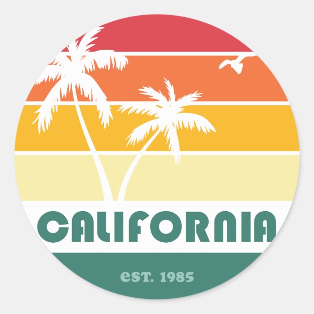 California Beach Sticker Runt Klistermärke (Framsida)
