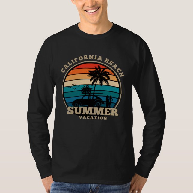 California beach summer surfing USA woman men chil T Shirt (Framsida)