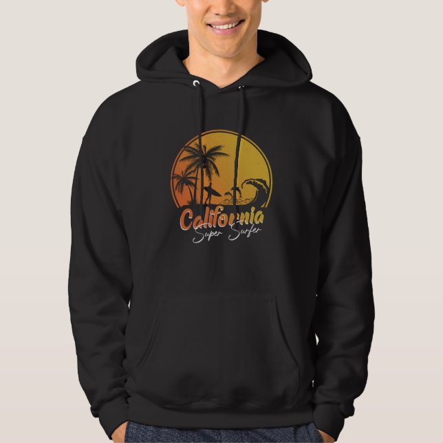 California beach surfing USA woman men children  2 Hoodie (Framsida)