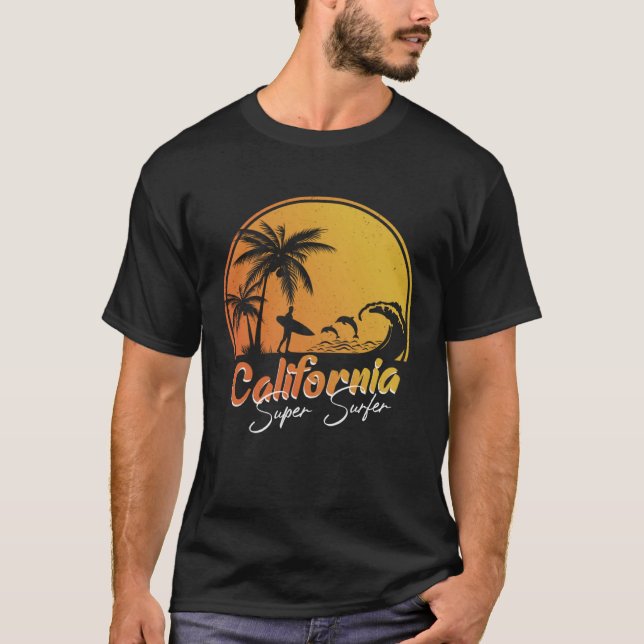 California beach surfing USA woman men children  2 T Shirt (Framsida)