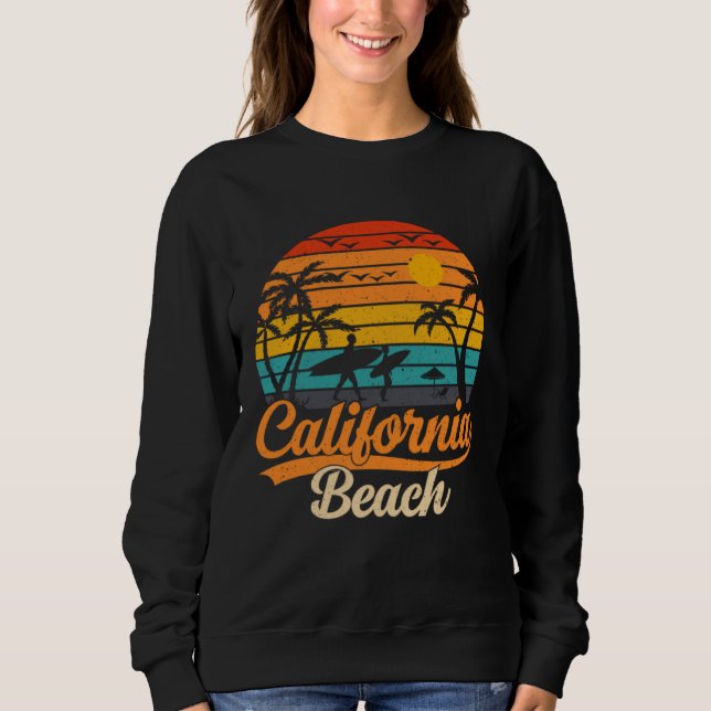 California beach surfing USA woman men T Shirt (Framsida)