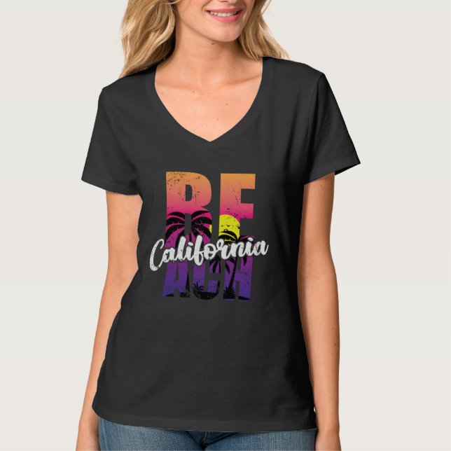California Beach USA America State T Shirt (Framsida)