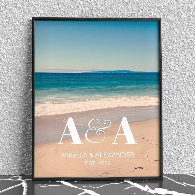 California Beach Wedding Monogram Photo Poster (Skapare uppladdad)
