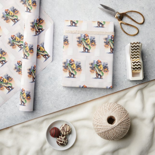 California Bear Firefighter Presentpapper (Hantverk)