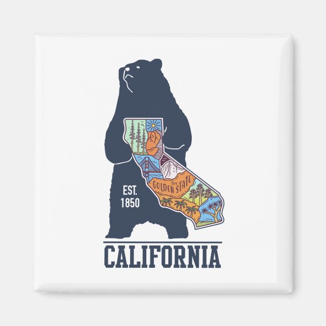 California Bear Golden State Keychain Magnet (Framsidan)