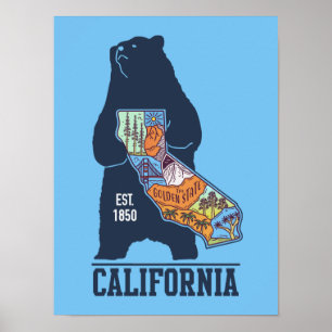 California Bear Golden State Poster