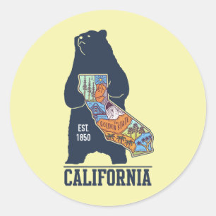  California Bear Golden State Rectangular Sticker Runt Klistermärke