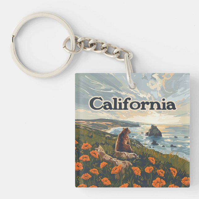 California Bear Poppies Flowers Kusten Retro (Framsidan)