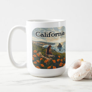 California Bear Poppies Flowers Kusten Retro Kaffemugg