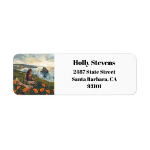California Bear Poppies Flowers Returadress Etikett