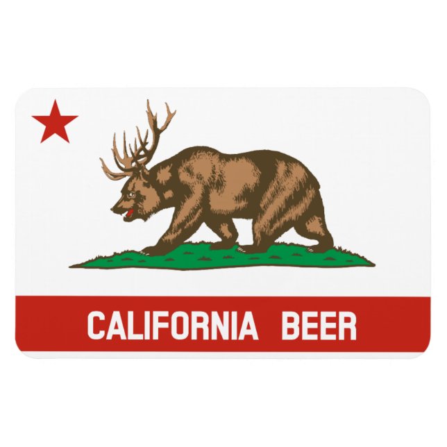 California Beer Statlig flagga Bear Hjort Flexi Ma Magnet (Horisontell)