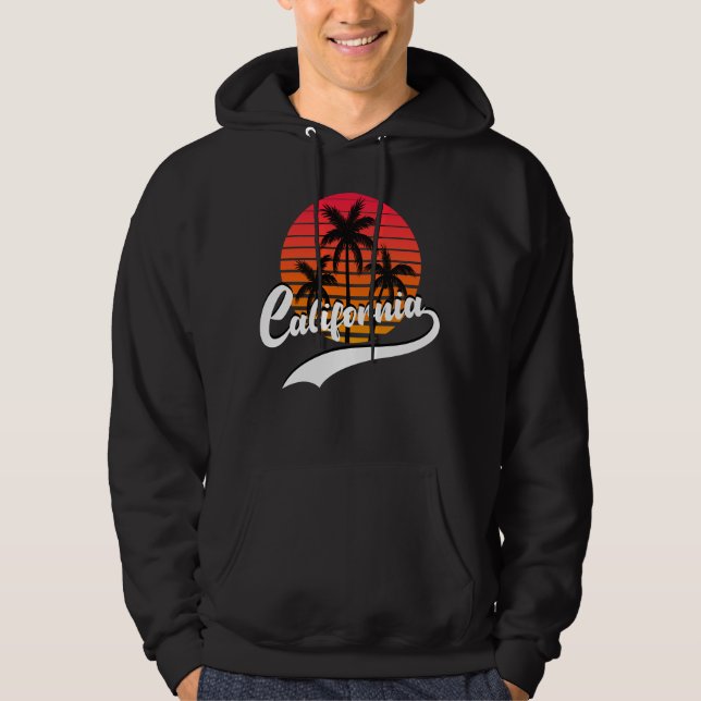 California Black Retro Sunset Hoodie (Framsida)