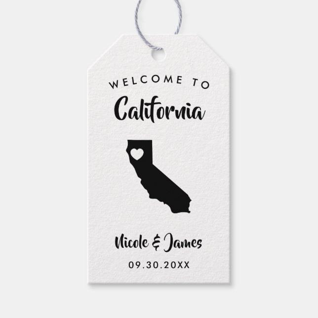 California Bröllop Welcome Bag Märkres Presentetikett (Framsidan)