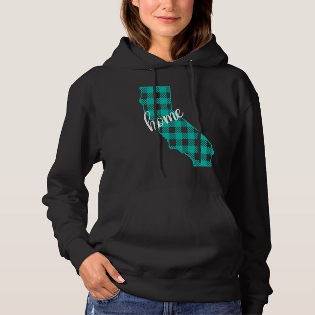 California Buffalo Plaid Home State Country Teal W T Shirt (Framsida)