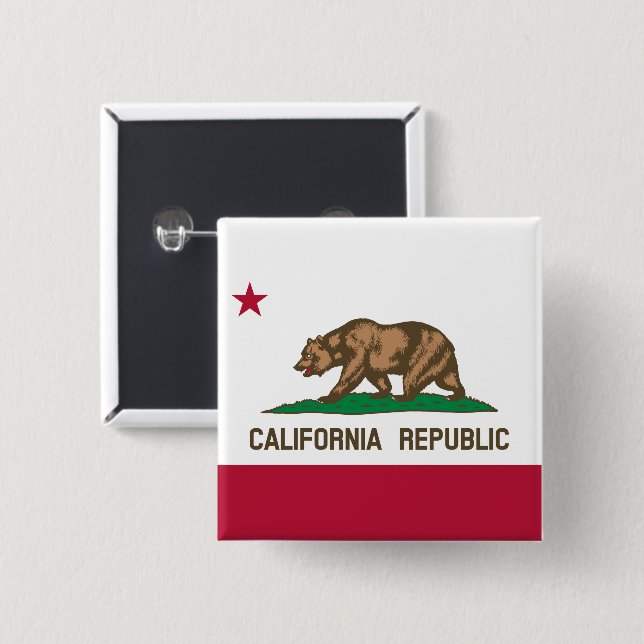 California Cali Republic Bear Flagga, US Stater Bu Knapp (Framsida & baksida)