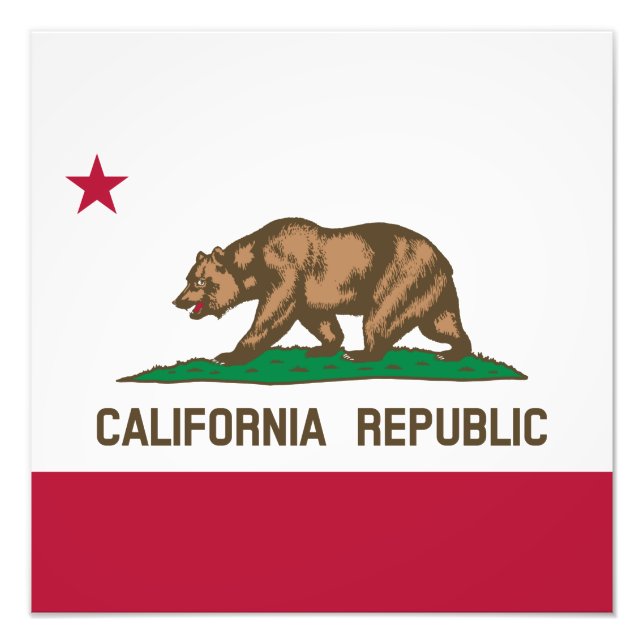 California Cali Republic Bear Flagga, US Stater Ph Fototryck (Framsidan)