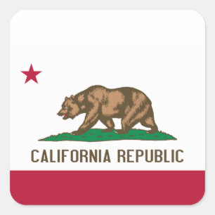 California Cali Republic Bear Flagga, US Stater Sq Fyrkantigt Klistermärke