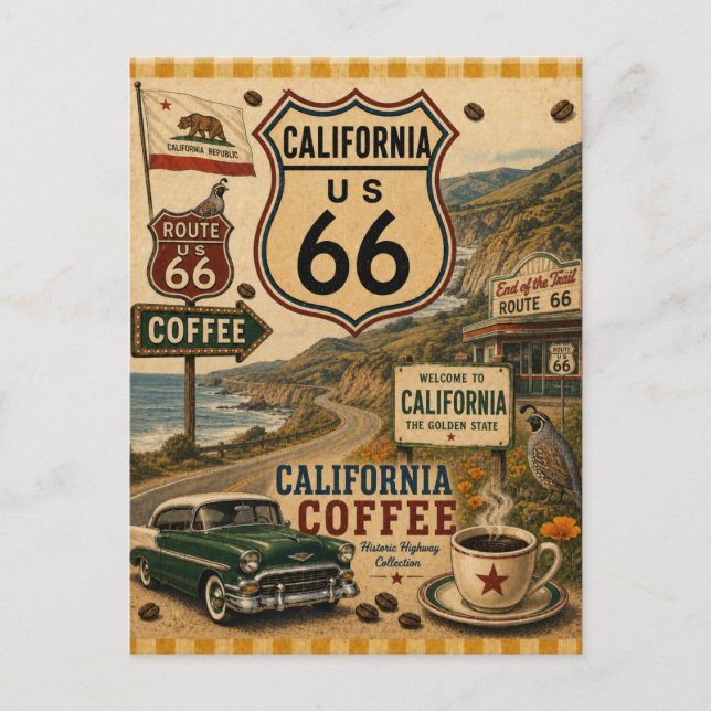 California Coffee Classic Car Hälsningar Vykort (Framsida)