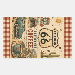 California Coffee Run Route 66 Vibes-dekal Rektangulärt Klistermärke