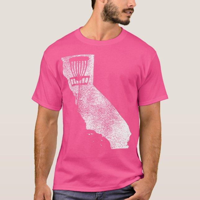 California Disk Golf State with Basket Distress T Shirt (Framsida)