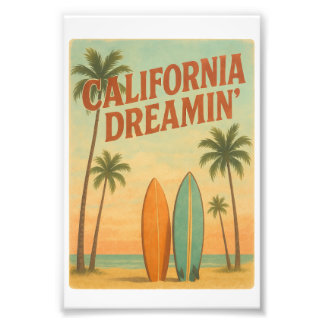California Dreamin’ Retro 1970s Travel Design Fototryck