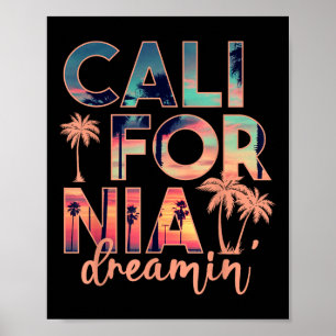 California Dreaming Beach Handflatan Träd Summer V Poster