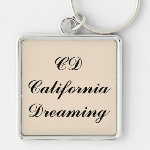California Dreaming Monogram Fyrkantig Silverfärgad Nyckelring