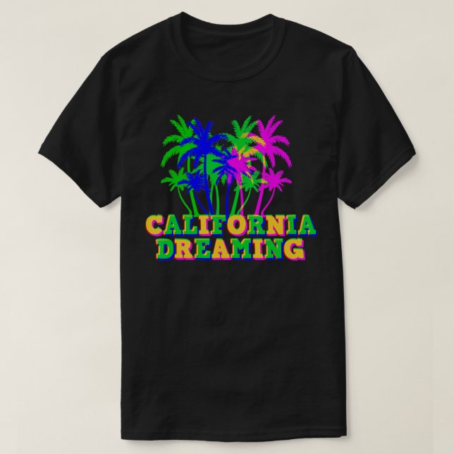 California Dreaming Multi Färg Souvenir T Shirt (Design framsida)