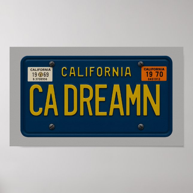 California Dreaming - Retro 1969 License Plate Art Poster (Framsidan)