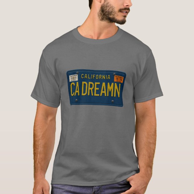 California Dreaming - Retro 1969 License Plate T Shirt (Framsida)