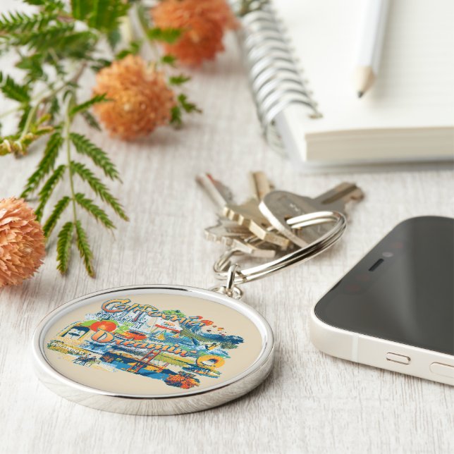 California Dreaming Rund Silverfärgad Nyckelring (Sidan)