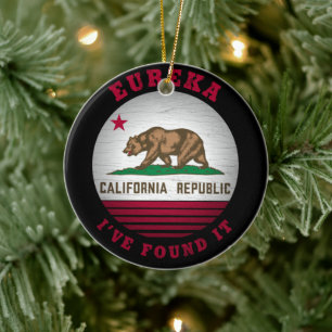 CALIFORNIA EUREKA STATLIG FLAGGA JULGRANSPRYDNAD KERAMIK
