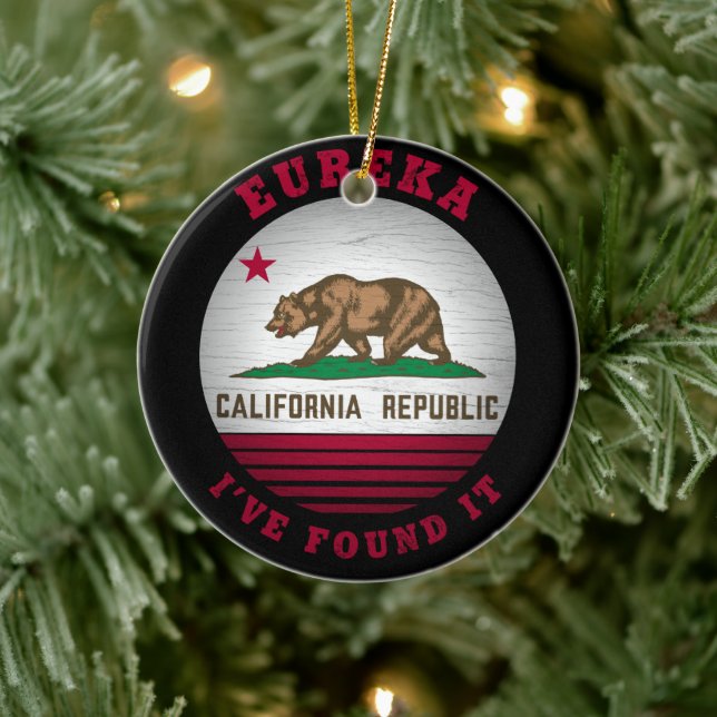 CALIFORNIA EUREKA STATLIG FLAGGA JULGRANSPRYDNAD KERAMIK (Träd)