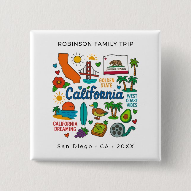 California Familjeresan Anpassade Matchande Knapp (Framsida)