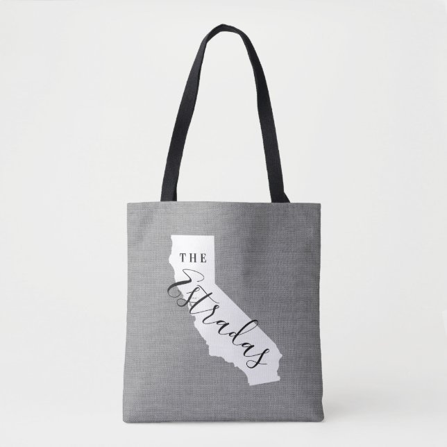 California Family Monogram State Tote Bag Tygkasse (Framsida)