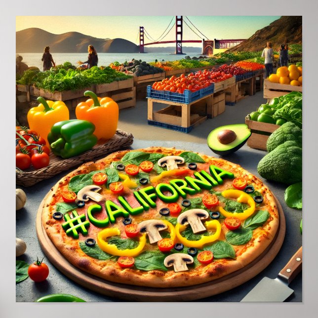 California Farmers Market Veggie Pizza Design Poster (Framsidan)