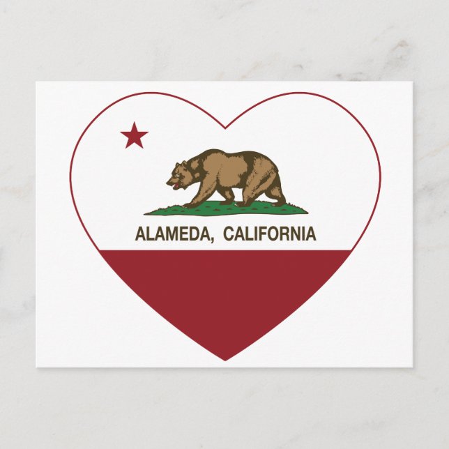 california flagga alameda-hjärta vykort (Framsida)