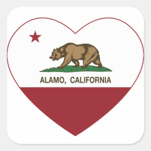 california flagga alamo-hjärta fyrkantigt klistermärke