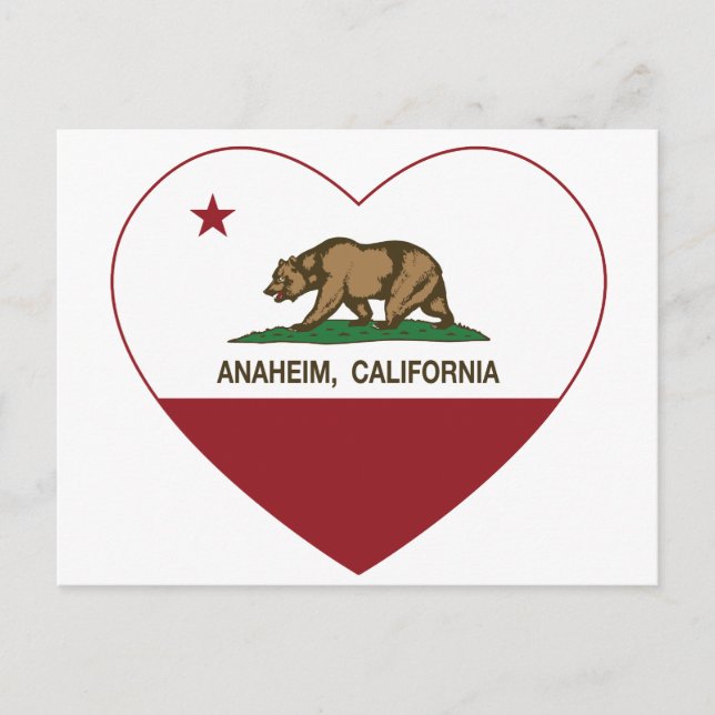 california flagga anaheim hjärta vykort (Framsida)