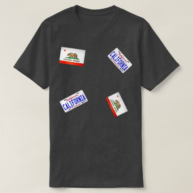 California Flagga and California License Plate Pat T Shirt (Design framsida)