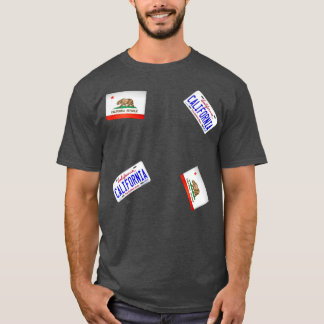California Flagga and California License Plate Pat T Shirt