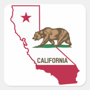 California Flagga Bear Fyrkantigt Klistermärke