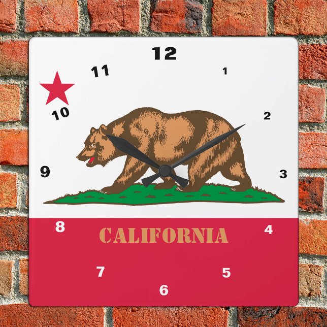 California Flagga & California mode /design USA Fyrkantig Klocka (Skapare uppladdad)