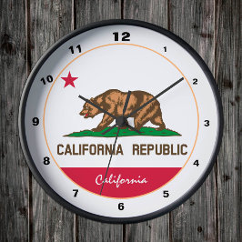 California Flagga & California mode /design USA Rund Klocka