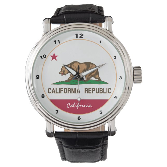 California Flagga & California mode USA /design Armbandsur (Framsida)