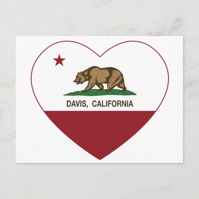 california flagga davis hjärta vykort (Framsida)