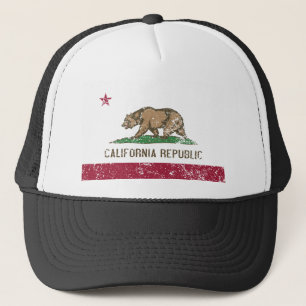 California Flagga Disted Truckerkeps