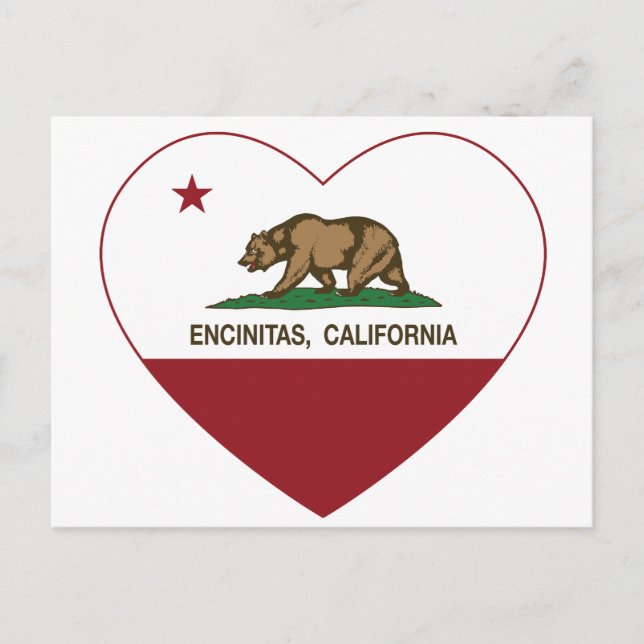 california flagga encinitas hjärta vykort (Framsida)