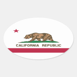 California Flagga Euro-Stil Oval Sticker Ovalt Klistermärke